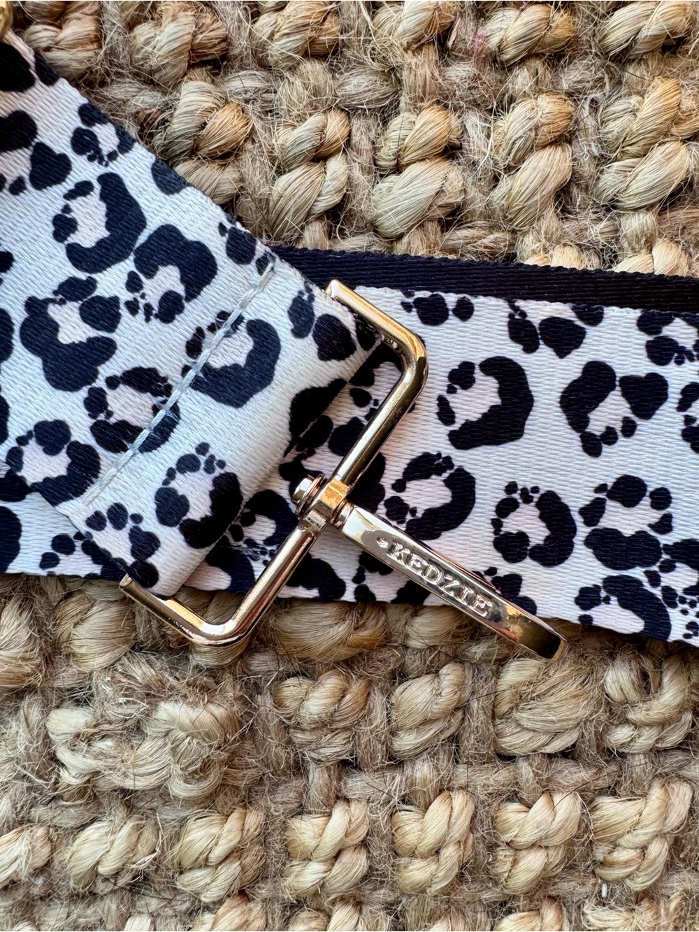 Kedzie Adjustable Black and White Leopard Print Crossbody Strap - Picture 4 of 4